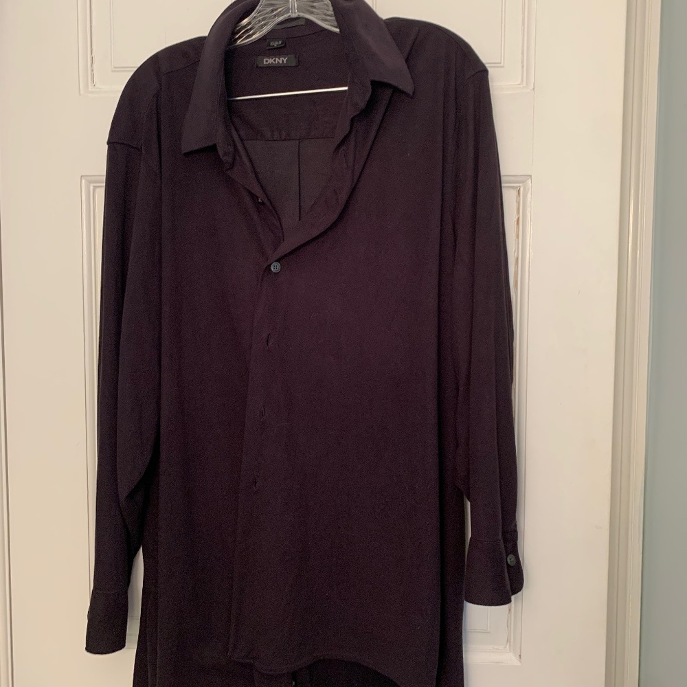 DKNY Faux Suede Black Button Down
